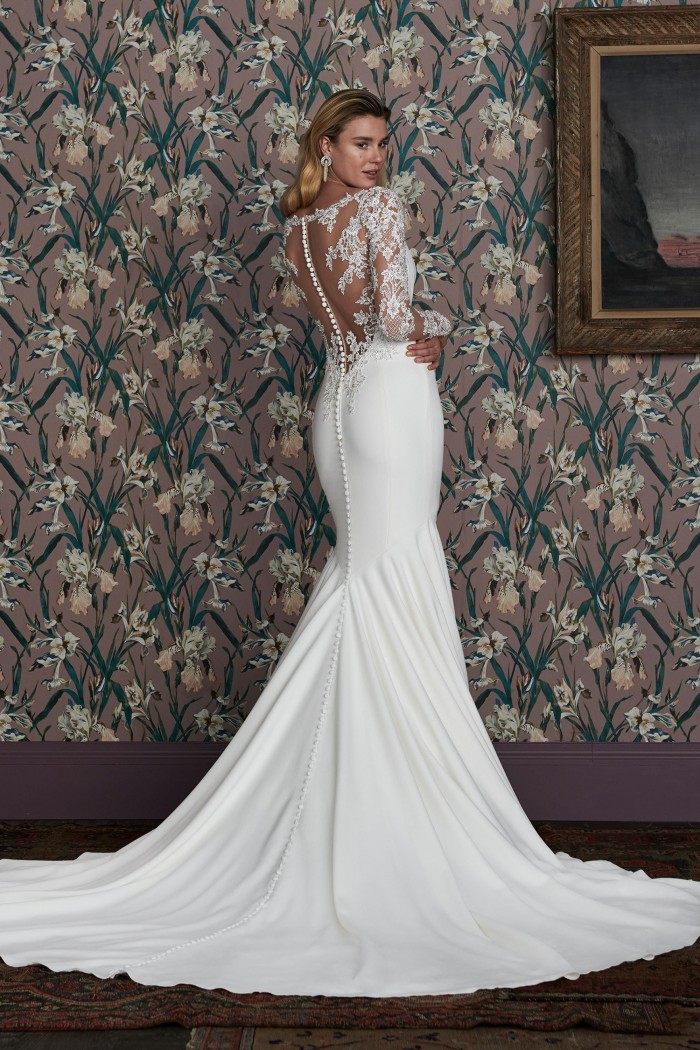 K248023_Fabulous Amanda Stretch Sequin Fit & Flare Gown with Portrait  Neckline and Short Sleeves