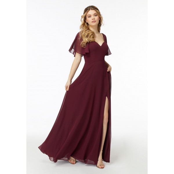 Morilee Bridesmaids Style 21722 | Chiffon Flutter Sleeve | Sweetheart Bridesmaid Dress