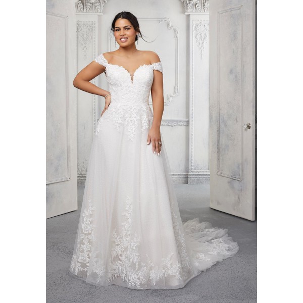 Julietta Plus Size Bridal by Morilee Carol Style 3326 | Off Shoulder | Sweetheart Wedding Dress
