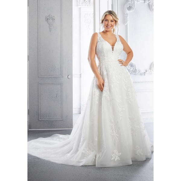 Julietta Plus Size Bridal by Morilee Carla Style 3327 | Deep V Neckline | Wedding Dress