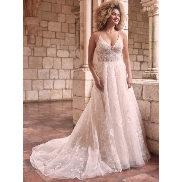 Maggie Sottero | Lorenza 21MT411 | Gown Only | Floral Boho A-line Wedding Dress 