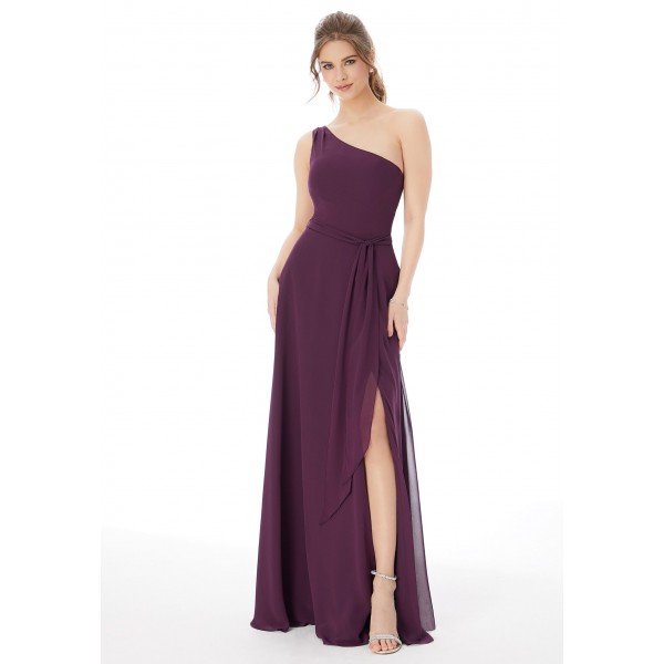 Mori Lee Bridesmaids Style 13105 |  One Shoulder Chiffon Bridesmaid Dress