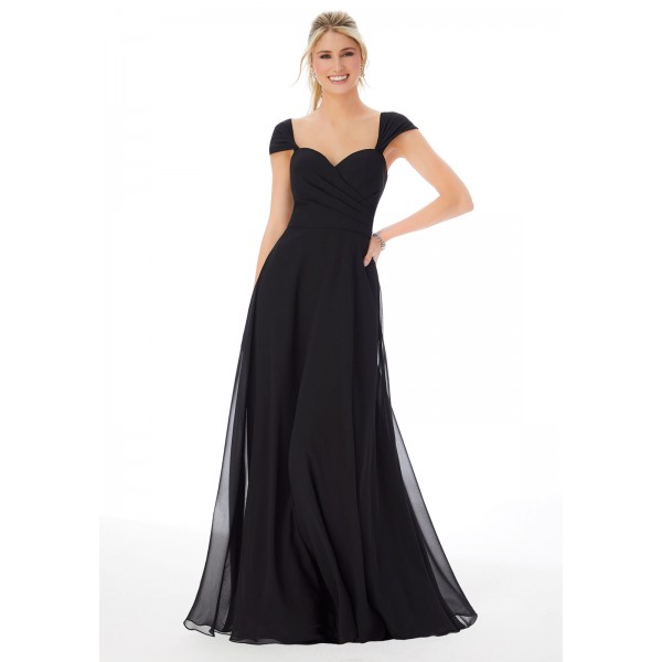 Mori Lee Bridesmaids Style 13106 |  Sweetheart Cap Sleeve Chiffon Bridesmaid Dress