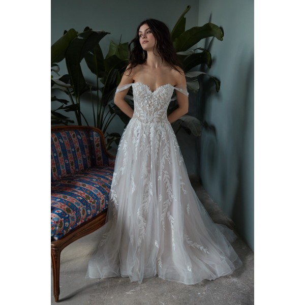 Wtoo Bridal Zazie 15734 | Off Shoulder | Vine Lace Detail Bridal Gown