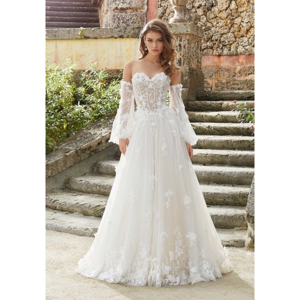Morilee Bridal Style 2461 Fiorella | Strapless Sheer Bodice | Wedding Dress