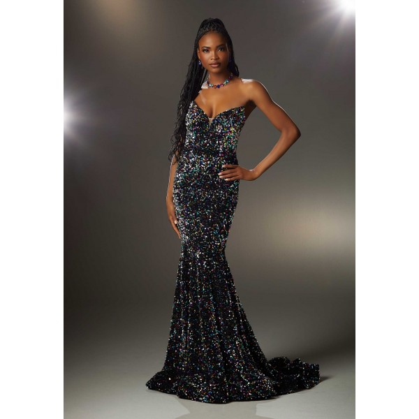 Morilee 48009 | Confetti Sequin Velvet Dress