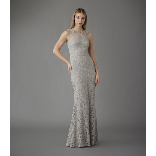 Hayley Paige Bridesmaids 52258 | Corded Lace High Neck Gown
