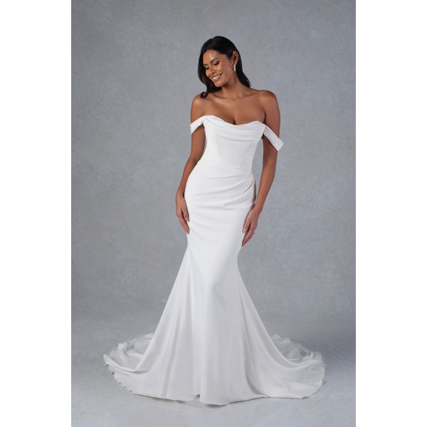 Lorry Bridal | 55181 | Off Shoulder Stretch Crepe Wedding Gown