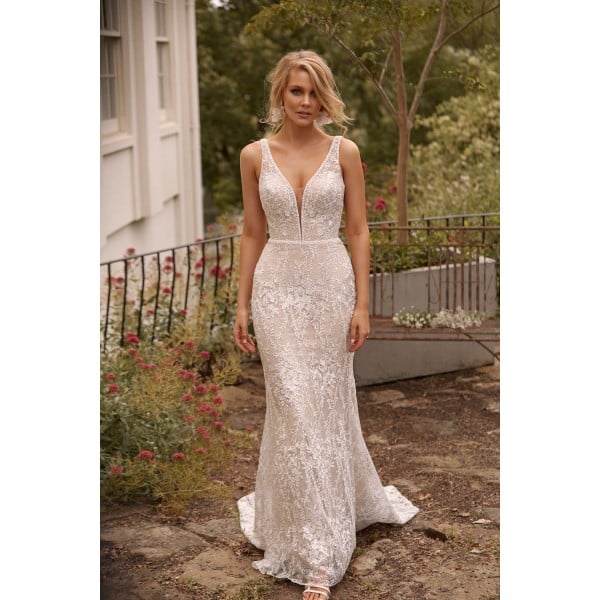 Madi Lane Bridal Cayla | Plunging V-neckline | Wedding Dress