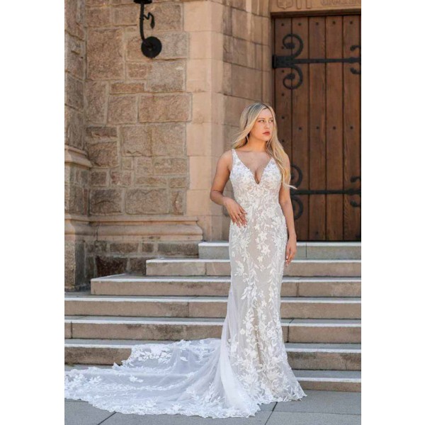 Essense of Australia Style D3657|  V Neck with Beading | Wedding Dress