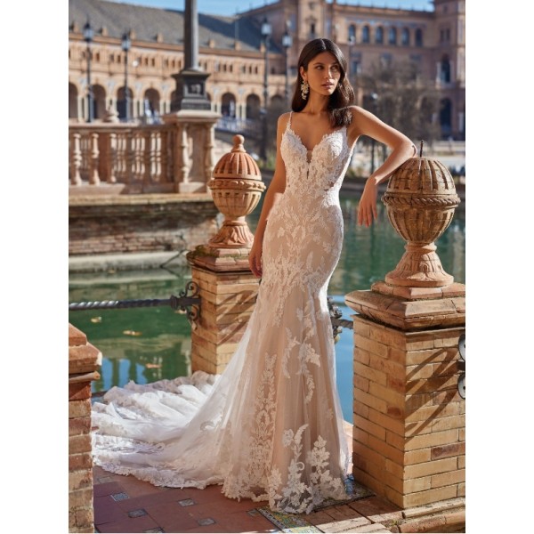 Moonlight Bridal | H1542 | Square Neckline | A-line Skirt | Bridal Gown