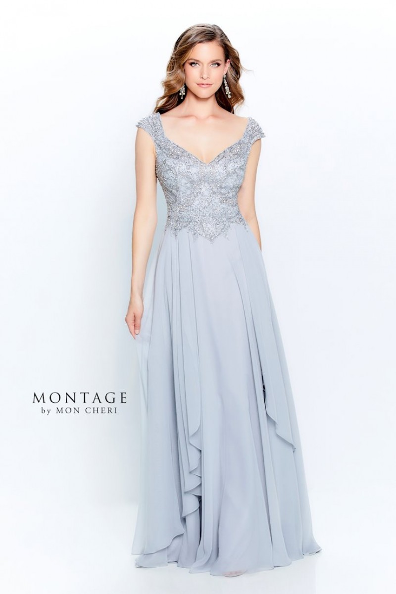 Montage by Mon Cheri Style 120914  | Off Shoulder Velvet Chiffon A-line Mother of Gown