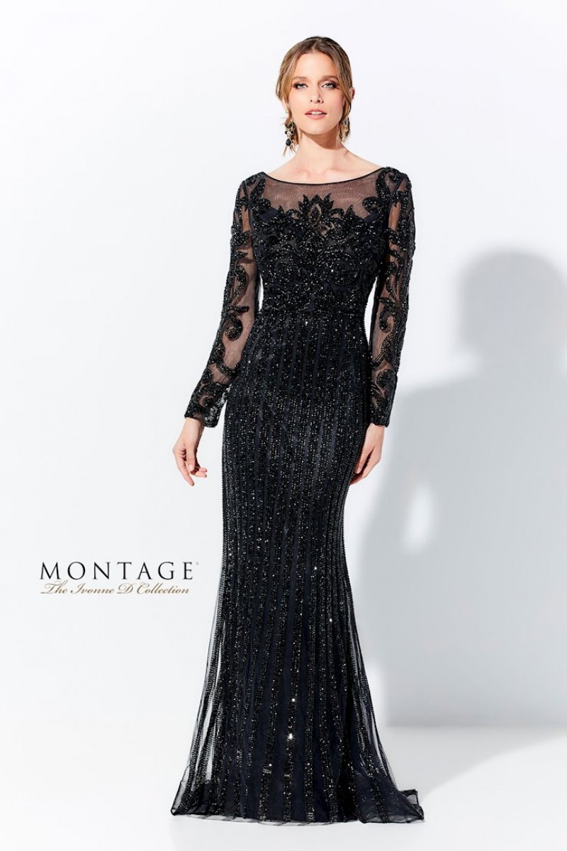 Ivonne D by Mon Cheri Style 120D11 | Sleeveless Embroidered Allover Lace | Stone Accents