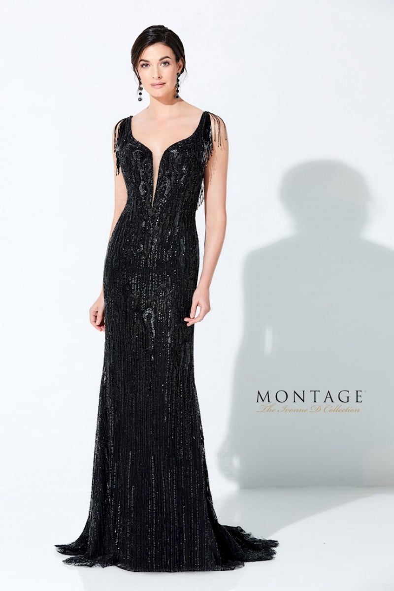 Ivonne D by Mon Cheri Style 220D31 | Sleeveless Embroidered Tulle Fit & Flare Gown