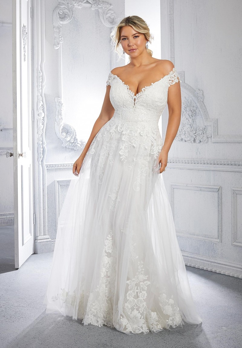 Julietta Plus Size Bridal by Morilee Chandra Style 3323 | Stunning Frosted Lace Appliqués Wedding Dress