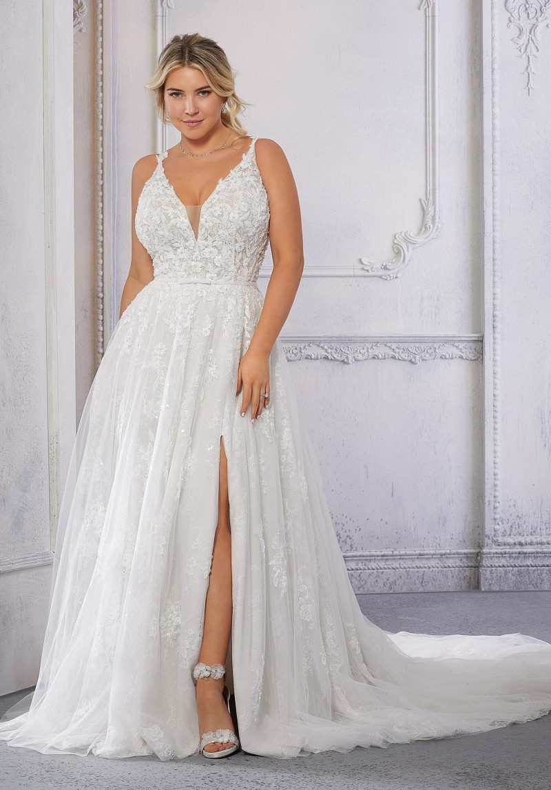 Julietta Plus Size Bridal by Morilee Clarisse Style 3330 |  Chantilly Lace A-line | Wedding Dress