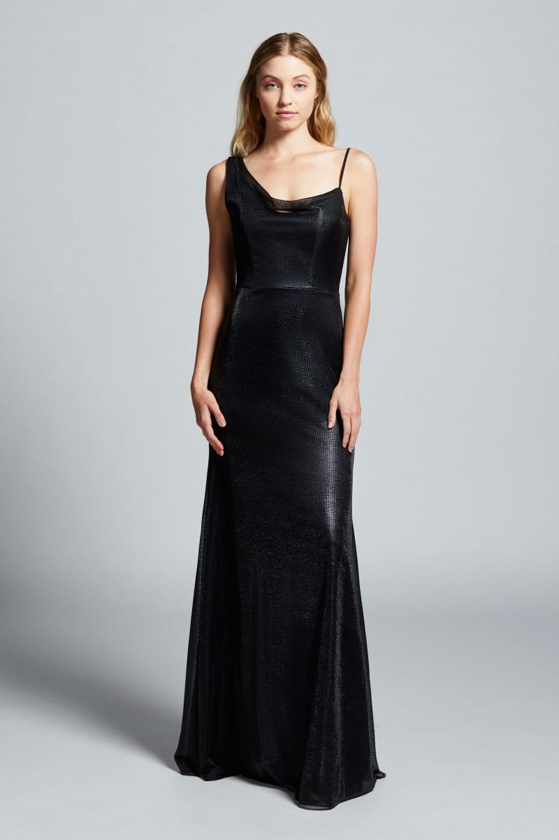 Hayley Paige Bridesmaids 52161 | Liquid Metallic One Shoulder A-line gown