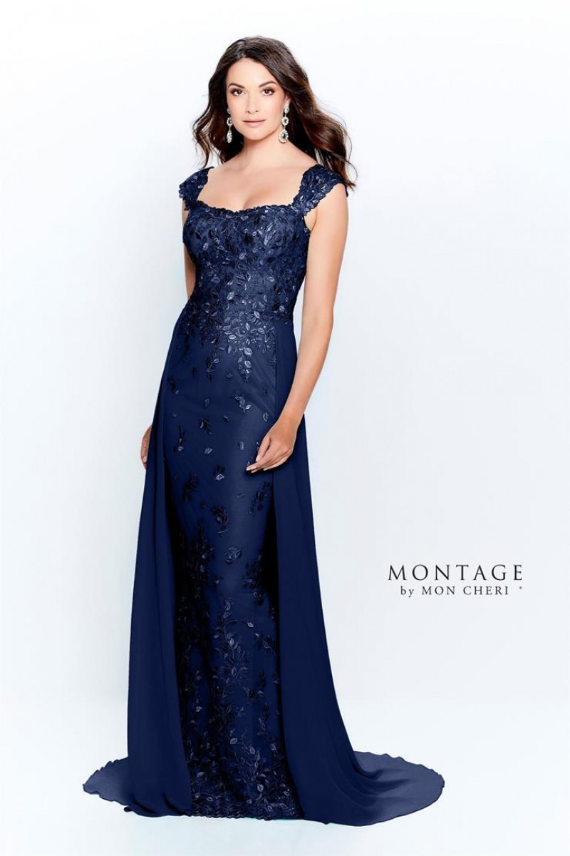 Montage by Mon Cheri Style 120909 | Cap Sleeve Tulle | Lace Sheath | Sequin