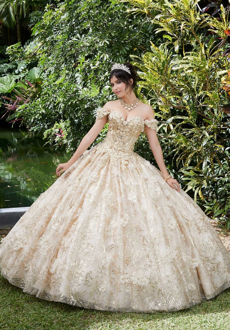 Quinceanera by Mori Lee 89289 | Floral and Sequin Patterned Quinceañera Dress