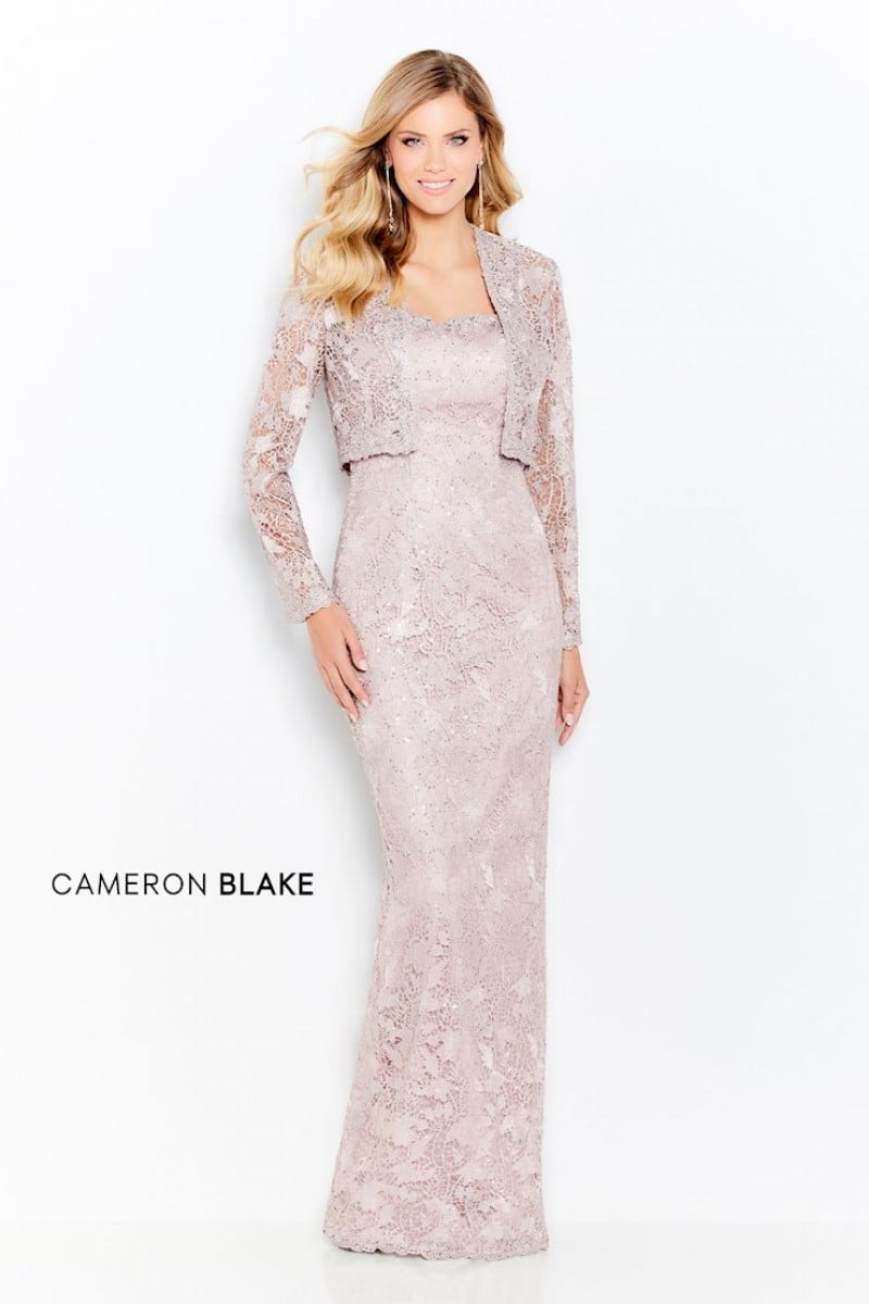 Cameron Blake 120602 | Allover Lace Sheath Evening Dress