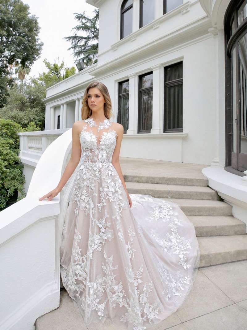 Enzoani Bridal Michelle | A-line gown's illusion sweetheart neckline