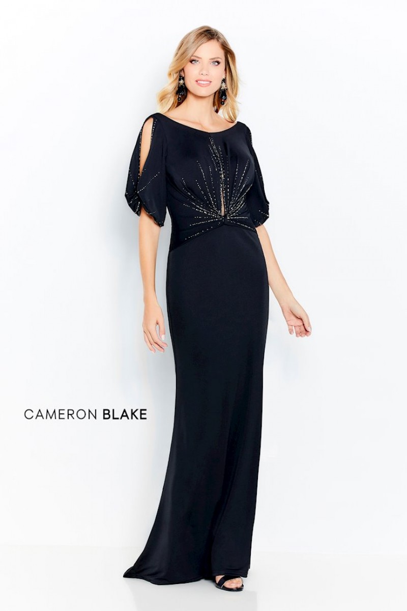 Cameron Blake 120609 | Jersey Knit Sheath Evening Dress