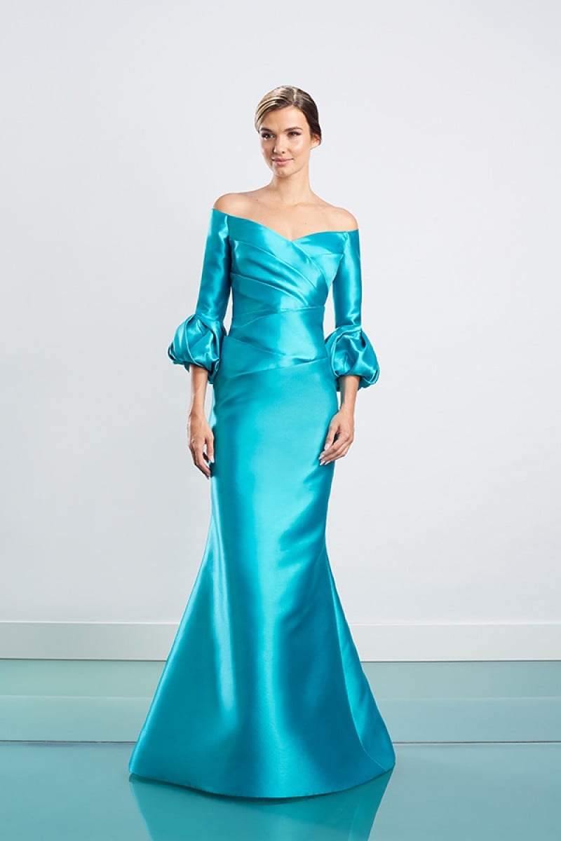 Daymor Couture | Style 1465 | Off Shoulder W/Puff Sleeves Evening Gown 