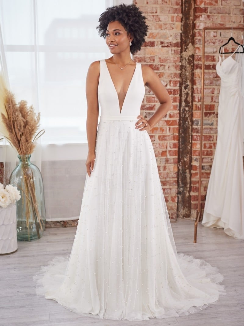 Maggie Sottero | Sahar Marie 22MK565B | V-neck  A-line Wedding Gown