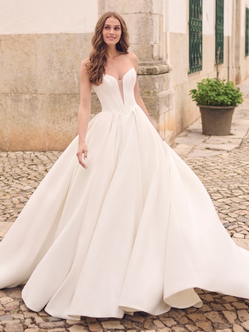 Maggie Sottero Bridal | Derrick 23MS723 | Satin V-Neck Wedding Dress