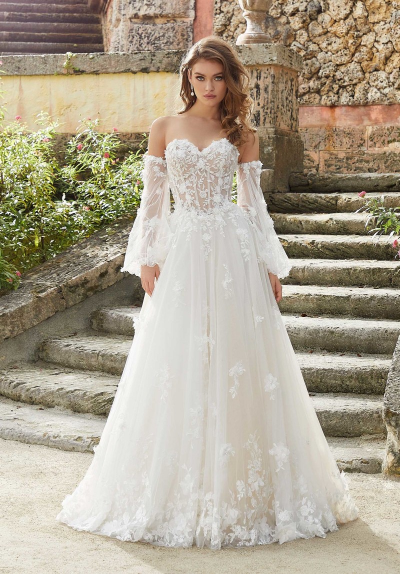 Morilee Bridal Style 2461 Fiorella | Strapless Sheer Bodice | Wedding Dress