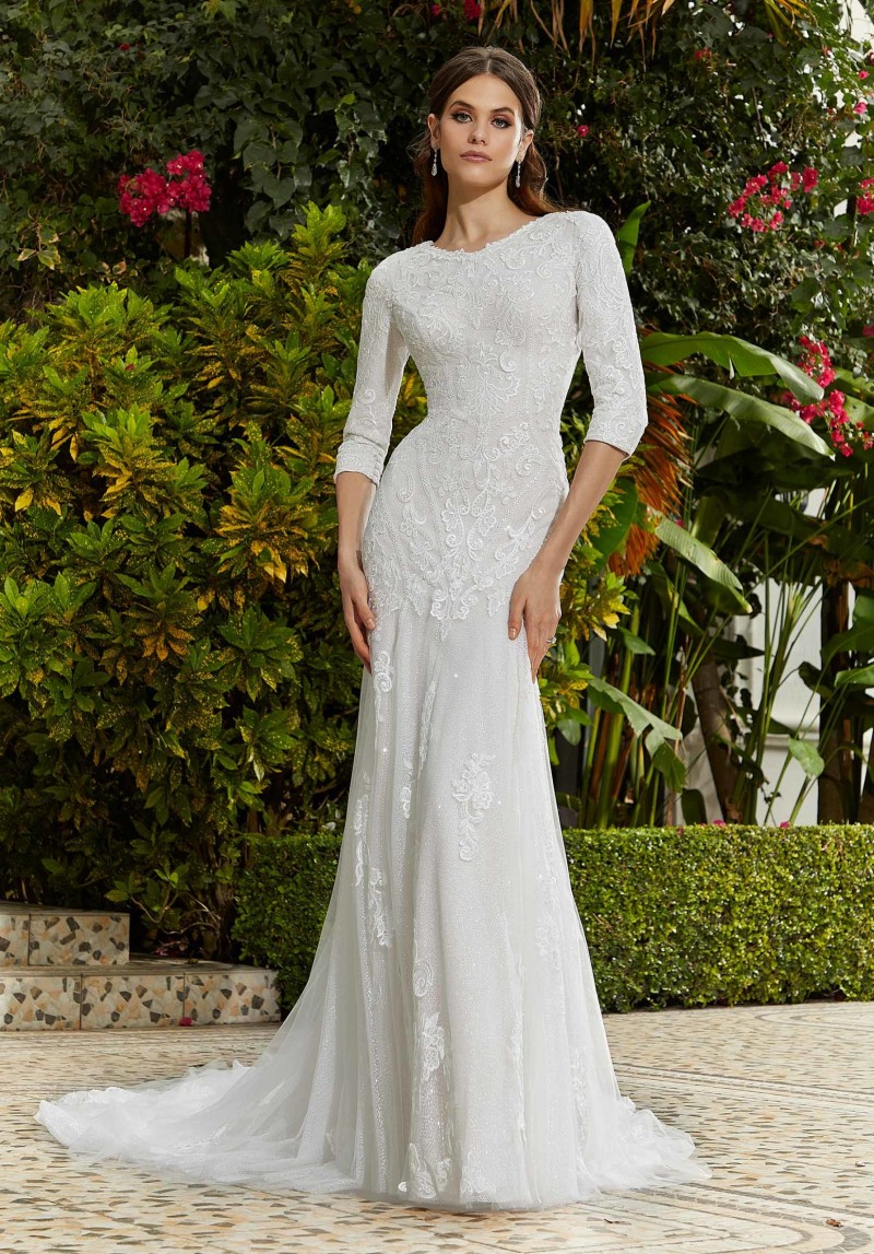 Morilee Bridal Style  Gaetana Style 30128 | Mermaid ¾ Sleeve Lace Wedding Dress