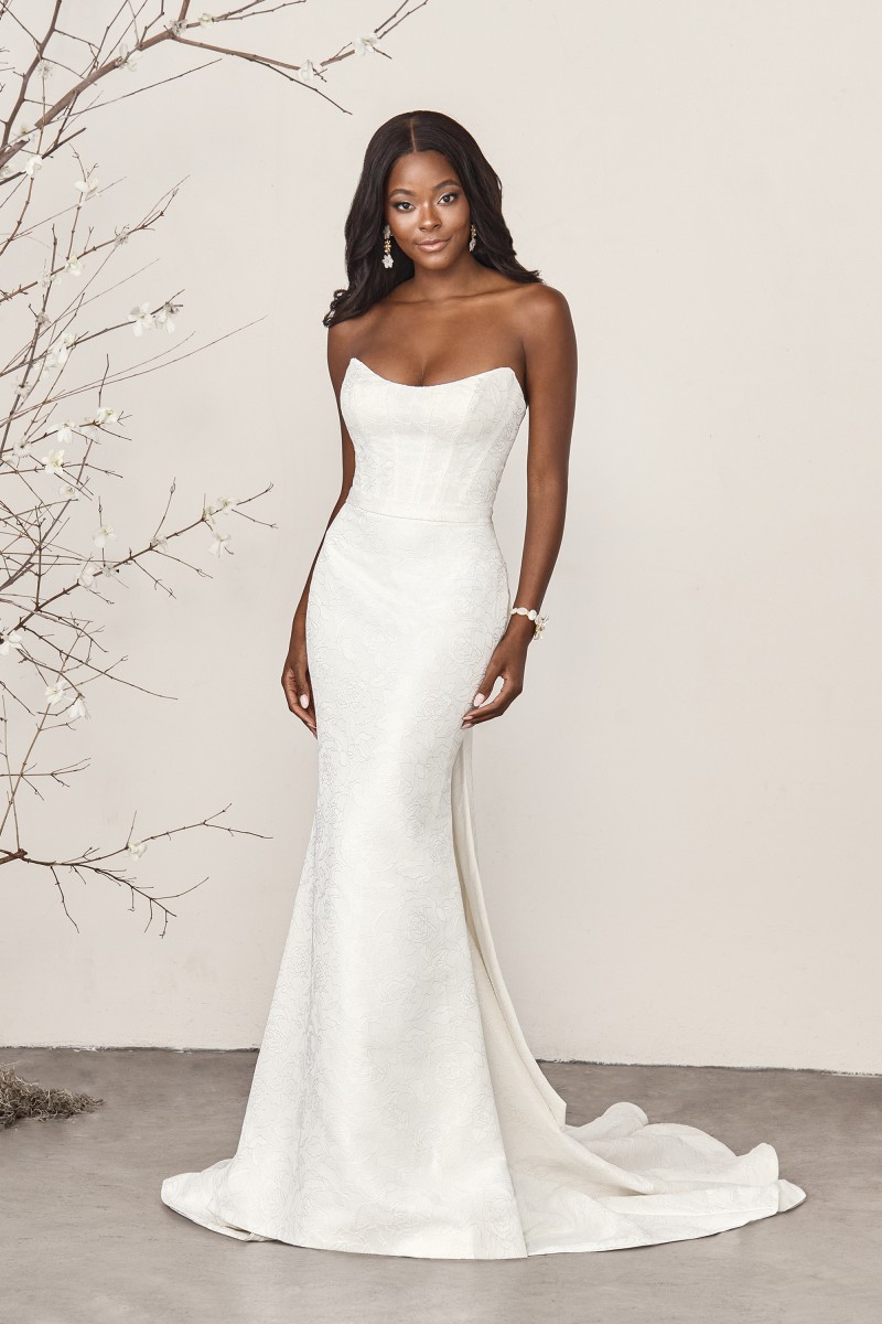 Sincerity Bridal Style 44384 | Jacquard Fit and Flare Bridal Gown Featuring Strapless Neckline