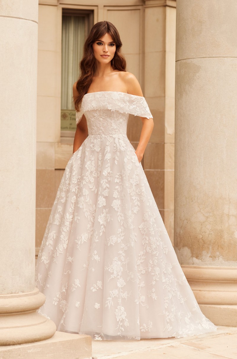 Paloma Blanca Bridal Style 5026 | Sequin Lace Wedding Dress