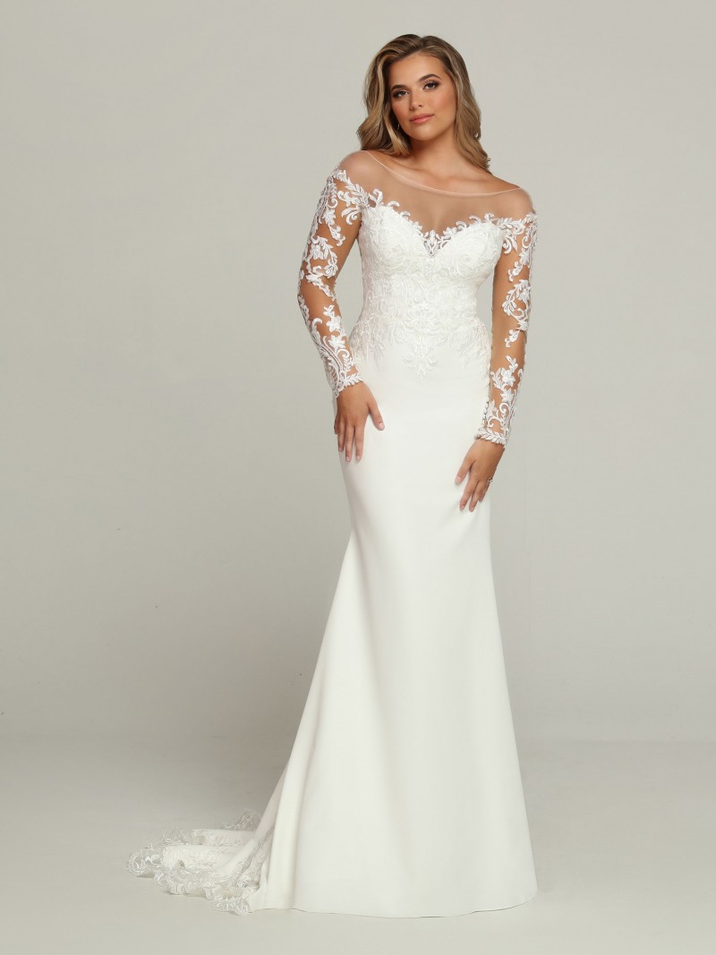 Davinci Bridal Collection 50701 | Stunning Soft Satin Sheath Fit & Flare Wedding Dress