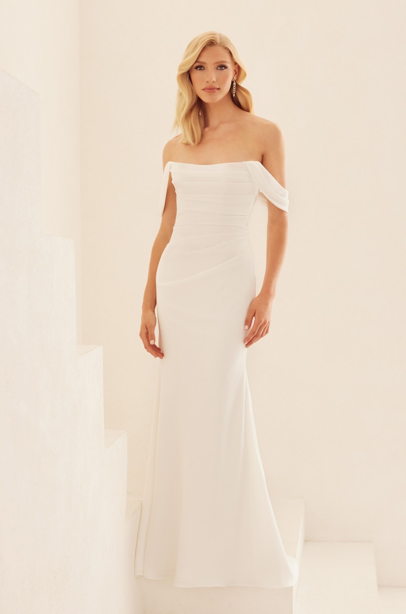 Mikaella Bridal 2435 | Soft Crepe Wedding Dress Priced @ $2475