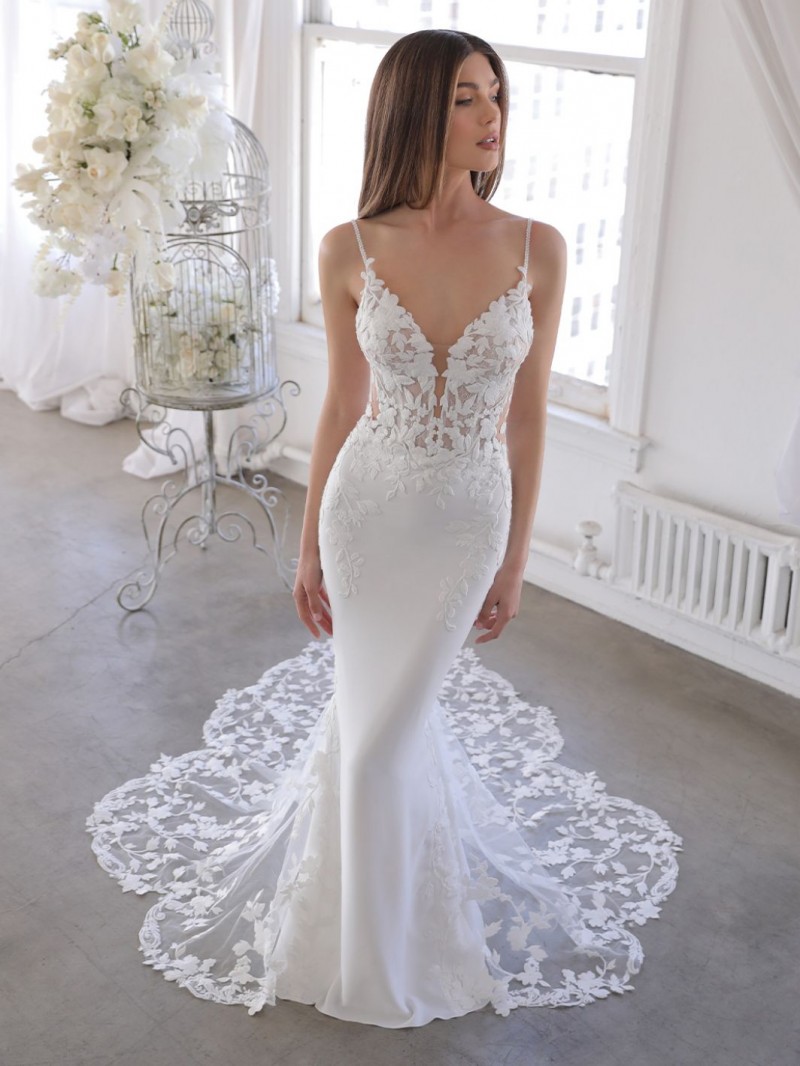 Blue by Enzoani Bridal Oliviana | Embroidered Floral Lace, Stretch Georgette & Tulle