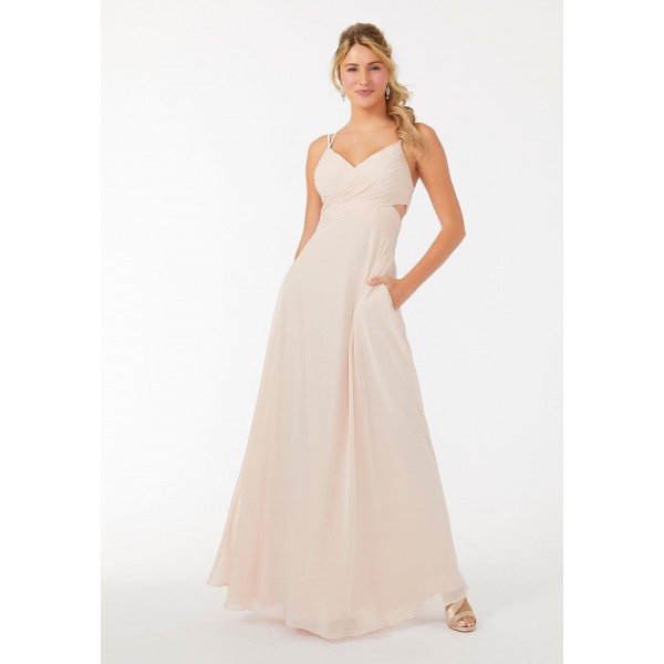 Mori Lee Bridesmaids Style 21702 | Wrapped Cutout Chiffon Bridesmaid Dress