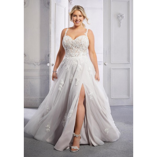 Julietta Bridal by Morilee Courtney Style 3334 |Soft Tulle Skirt | Front Slit  | Wedding Dress