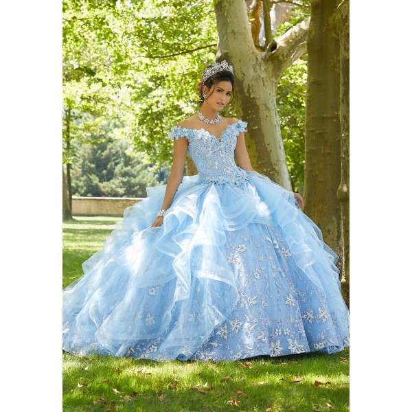 Quinceanera by Mori Lee 89303 | Floral Glitter Tulle Quinceañera Dress