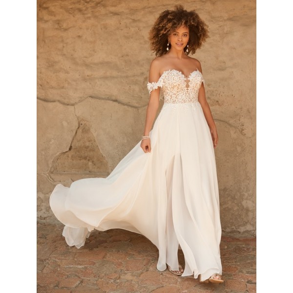 Maggie Sottero | Chantal 22MC553 | Off-the-shoulder Chiffon Wedding Gown