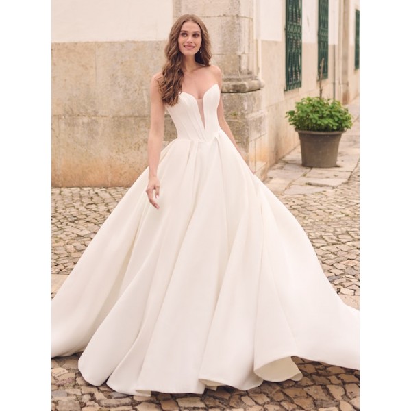 Maggie Sottero Bridal | Derrick 23MS723 | Satin V-Neck Wedding Dress
