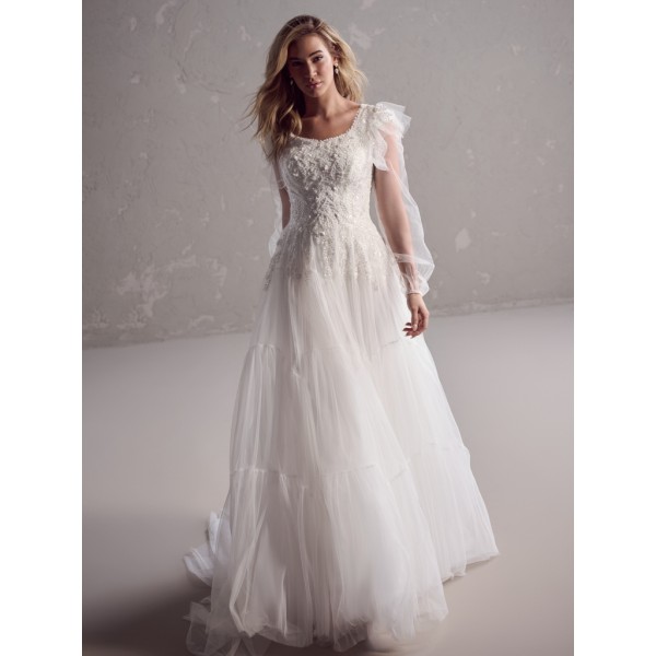 Rebecca Ingram Bridal | Harriet Leigh | 23RC072E | Beaded Modest Wedding Dress