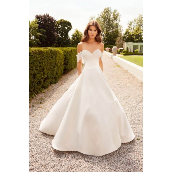 Paloma Blanca Bridal Style 5031 | Mikado and Sequin Lace Wedding Dress Priced @ $2915