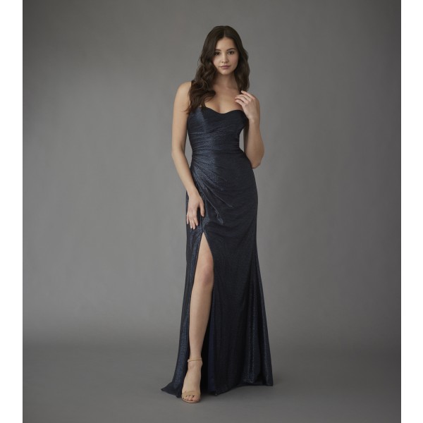 Hayley Paige Bridesmaids 52260 | Liquid metallic A-line Gown