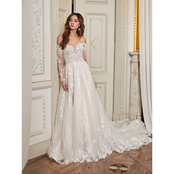 Val Stefani by Moonlight Bridal | D8297 Princess | Off-the-shoulder Wedding Dress