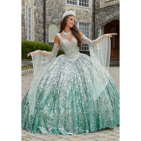 Quinceanera by Mori Lee 89401 | Glistening Quinceañera ball gown has bling crystal beaded on Ombre.