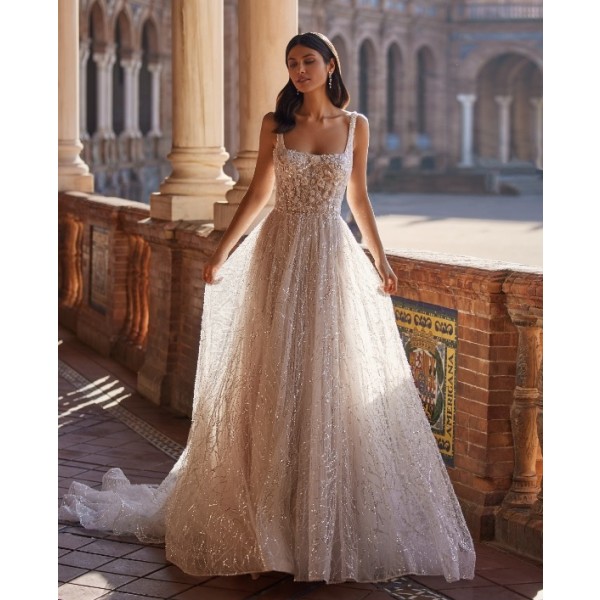 Moonlight Bridal | H1542 | Square Neckline | Bridal Gown