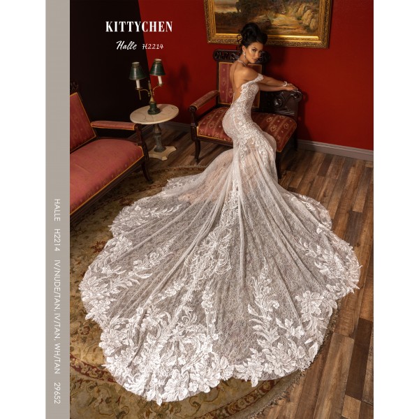 Kitty Chen Bridal Halle # H2214 | Off Shoulder | Delicate Lace Detail | Soft Shoulder Sleeves Wedding Dress