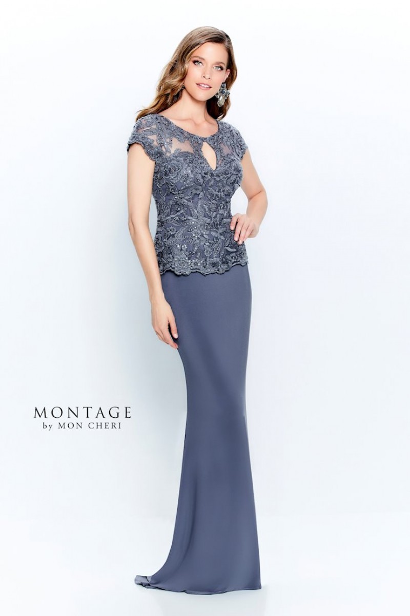 Montage by Mon Cheri Style 120910 | Short Sleeve Jersey Gown