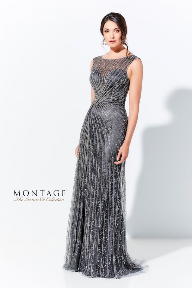 Ivonne D by Mon Cheri Style 120D08 | Sleeveless Tulle | Beading | Slim A-line Gown